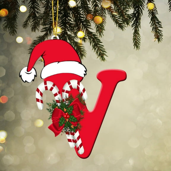 FHBVT 2D Acrylic Christmas Tree 26 Letter Pendant, Personalized Decorative Gift, Ideal for Family Christmas Parties, Home, Office, and Holiday Decor