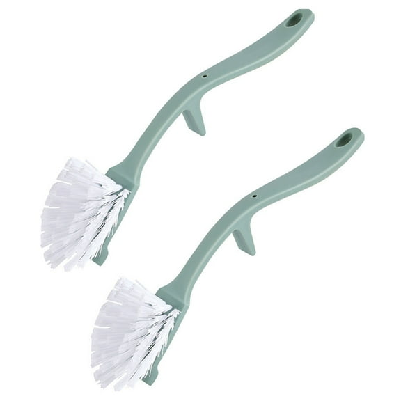 FHBVT 2PC Multifunctional Kitchen Cleaning Brushes, Non-Greasy Pot Scrub Brushes with Long Handle, Strong Decontamination for Stoves, Sinks, & Range Hoods, Ergonomic & Easy-to-Clean Design