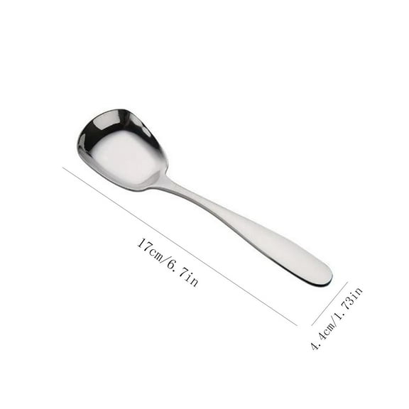 FHBVT 2pc Stainless Steel Spoon Set, Flat Bottom Dessert and Rice Spoon, Ergonomic Handle, Mirror Polished for Easy Cleaning, Ideal for Serving Muffins, Soup, Ice Tea, and More