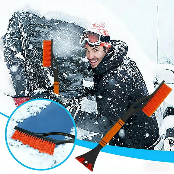 FHBVT 3 In 1 Car Snow Shovel Brush Scraper 60x11cm Detachable Insulated Sponge Handle Lightweight Paint Safe Deep Clean Tool For Auto Windshield Roof Body Winter Snow Ice Removal Accessory