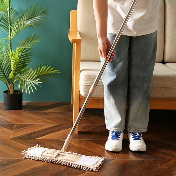 FHBVT 360° Rotating Flat Mop for Household Cleaning Wooden Floors Tile Grout Ergonomic Handle High Absorbency Easy Maneuverability Streak-Free Mopping Ideal for Tight Corners Under Furniture