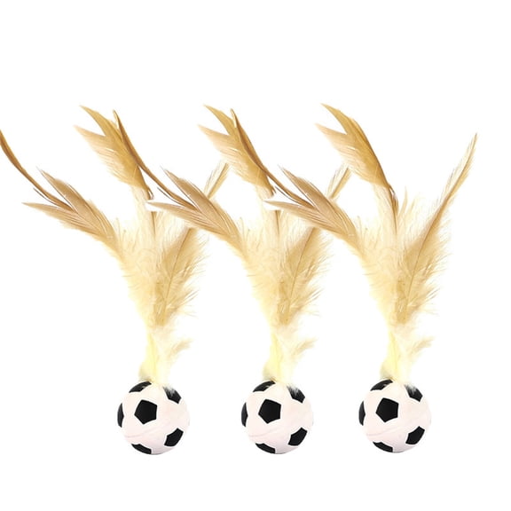 FHBVT 3PCS Cat Interactive Toys Elastic Bouncy Balls with Chicken Feathers Rubber Material Safe Soft Visual Attraction Awakens Hunting Instincts for Indoor Outdoor Play Cats Dogs Family Interaction