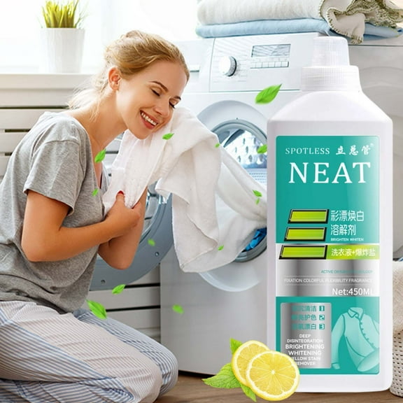 FHBVT 425ml Color Whitening Laundry Detergent Activated Oxygen Stain Remover Fabric Brightener Yellowing Removal Concentrated Deep Cleaning for Clothing Bedding Sportswear