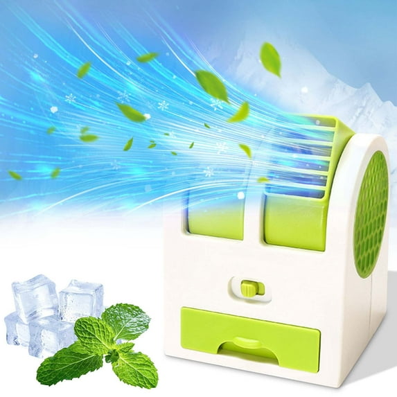 FHBVT 5.35 Inch Portable Bladeless Air Conditioner Fan USB Battery Powered Safe Quiet Operation Angle Adjustable Cooling Fan with Water Ice Mist Function for Home Office Desktop Outdoor
