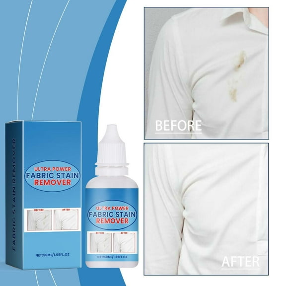 FHBVT 50ml Fabric Stain Remover Powerful Grease Coffee Pen Ink Stain Removal Odor Neutralizer Mild Color Safe Formula Emergency Spot Treatment For Cotton Linen Silk Garment Home Travel Accessory