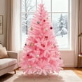 thumbnail image 1 of FHBVT 7ft Pink Artificial Christmas Tree Unlit Pre Hinged Spruce Full Tree Foldable Metal Stand Realistic PVC Needles Full Bodied Xmas Tree for Indoor Office Home Party Christmas Winter Holiday Decor, 1 of 6