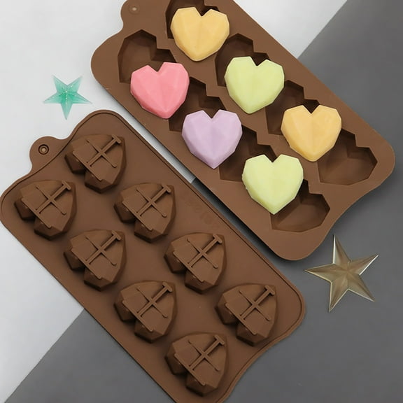 FHBVT 8-Cavity Heart Shaped Cake Mould Baking Tool，Food-Grade Silicone Non-Stick Heat Resistant，Multi-Functional For Pudding Jelly Chocolate Cookies Christmas Valentine's Day Party DIY Dessert