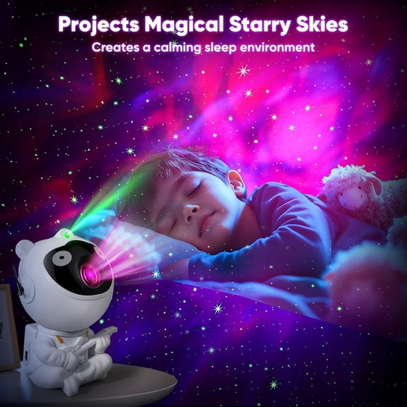 FHBVT Astronaut Star Projector Night Light 5W USB Power 360° Rotating Magnetic Head 27 LED Lighting Effects Timer Remote Control Space Theme for Bedroom Kids Christmas Birthday Decor Gift
