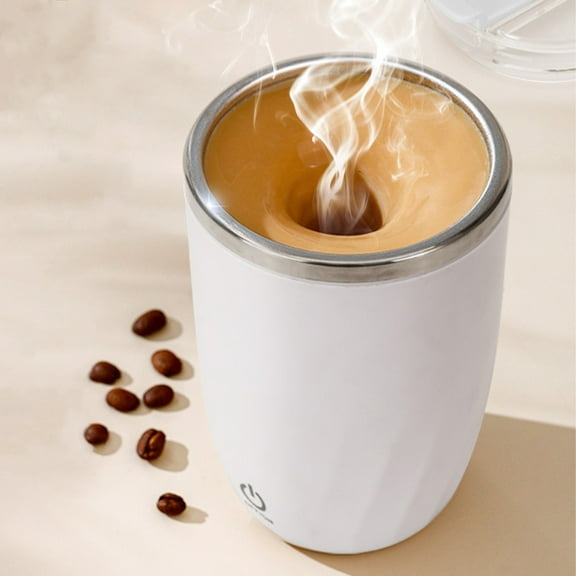 FHBVT Automatic Magnetic Stirring Coffee Mug, Stainless Steel Self-Mixing Cup, USB Rechargeable Rotating Mixing Cup for Office Home Travel Use, Ideal for Coffee Tea Hot Chocolate and More