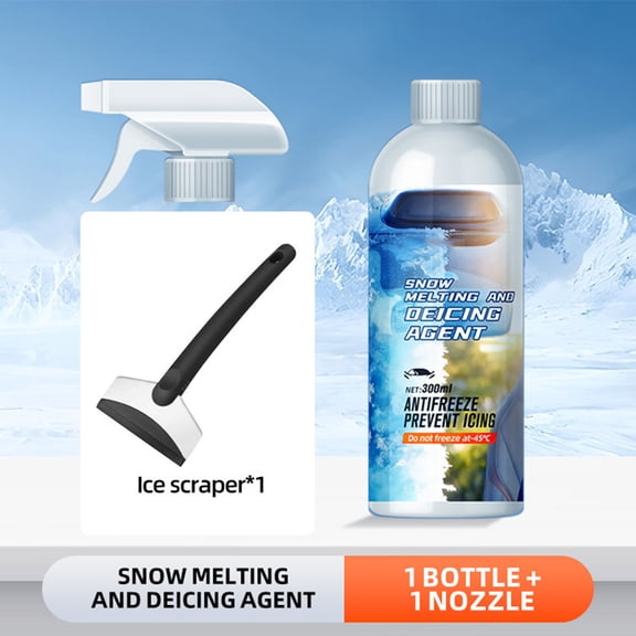 FHBVT Automobile De Icing Agent 300ml Windscreen Defrosting Snow Ice Remover Fast Acting No Scratch Damage Prevents Re Freezing for Car Window Mirrors Door Handles Winter Auto Emergency Cleaning Care