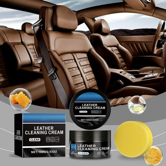 FHBVT Automotive Interior Leather Cleaning Paste Car Seat Conditioner Polisher Restores Texture and Protects Leather Surfaces from Stains Fading for Cars Trucks SUVs