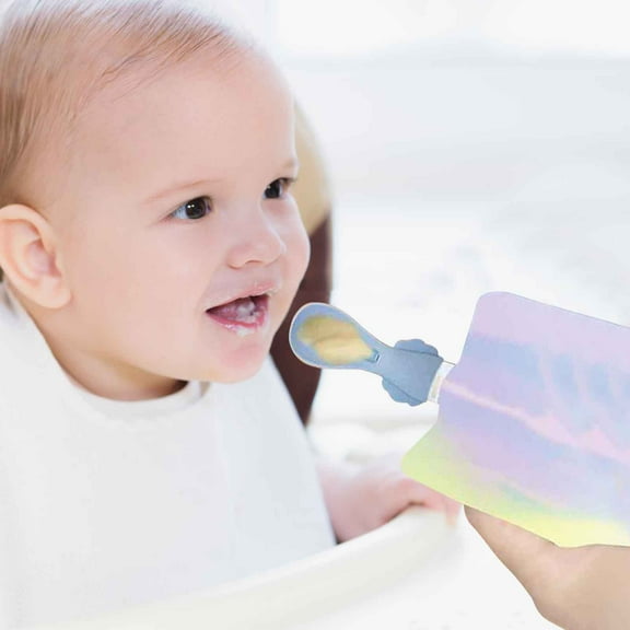 FHBVT Baby Food Grade Supplement Fruit Puree Spoon, Suction Bag Spoon Head Replacement for Feeding, Convenient Travel Size, BPA-Free, Ideal for Babies, Toddlers, and On-the-Go Feeding