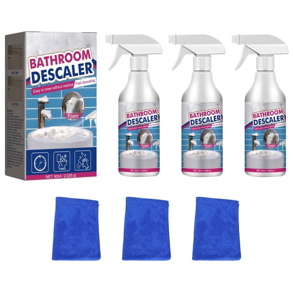 FHBVT Bathroom Cleaner 60ml Powerful Stubborn Stain Remover Foam Cleaner for Tile Glass Faucet Bathtub Sink Stubborn Grime Soap Scum and Grease Removal