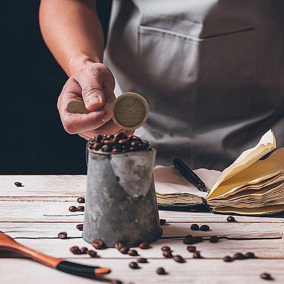 FHBVT Beech Wooden Coffee Spoon, Eco-friendly Food-safe Ground Coffee Measuring Spoon, Ideal for Coffee, Tea, Sugar, Spices, and More, Comfortable Long Handle for Easy Stirring and Mixing