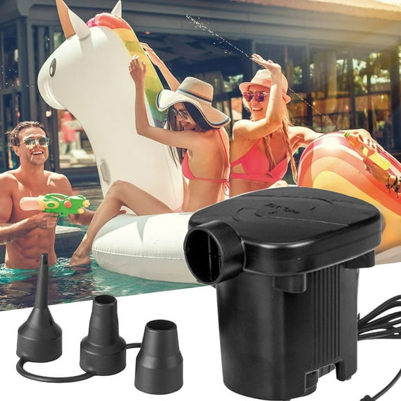 FHBVT Car Home Dual Use Electric Inflatable Pump Essential 4000Pa 400L/Min 3 Universal Nozzles Portable Lightweight <85dB Compact for Swimming Pool Inflatable Bed Toy Vacuum Bag Quick Inflate Deflate