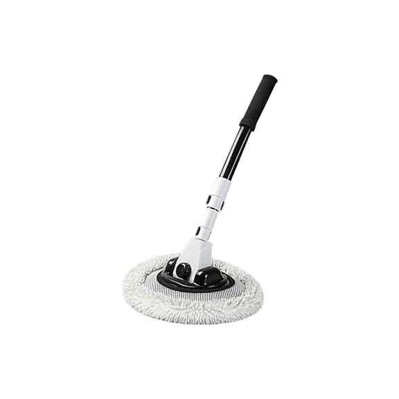 FHBVT Car Wash Mop Retractable Curved Pole Car Wash Brush Microfiber Car Cleaning Mop 180 Degree Flexible Head Soft Non-Scratch Bristles for Car Body Wheels Undercarriage Car Exterior Cleaning
