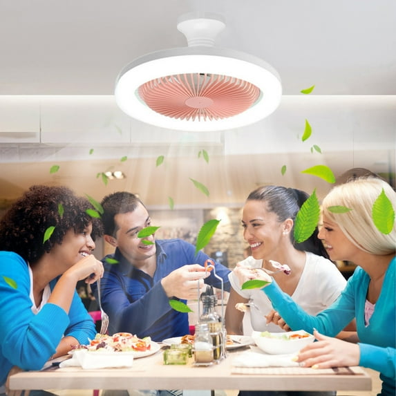 FHBVT Ceiling Fan with Lights, Enclosed Low Fan Light with E27 Lamp for Bedroom, Quiet Ceiling Fan Light with Dimmable LED, Energy-Saving Home Decor for Small Rooms, Living Room and Kitchen