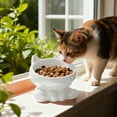 thumbnail image 1 of FHBVT Ceramic Raised Cat Food Bowl Large Capacity Anti-Tip Neck Protection Wide Shallow Anti-Whisker Fatigue Pet Bowl Safe Odorless Easy Clean for Cats of All Sizes Home Pet Feeding Food Water Bowl, 1 of 6