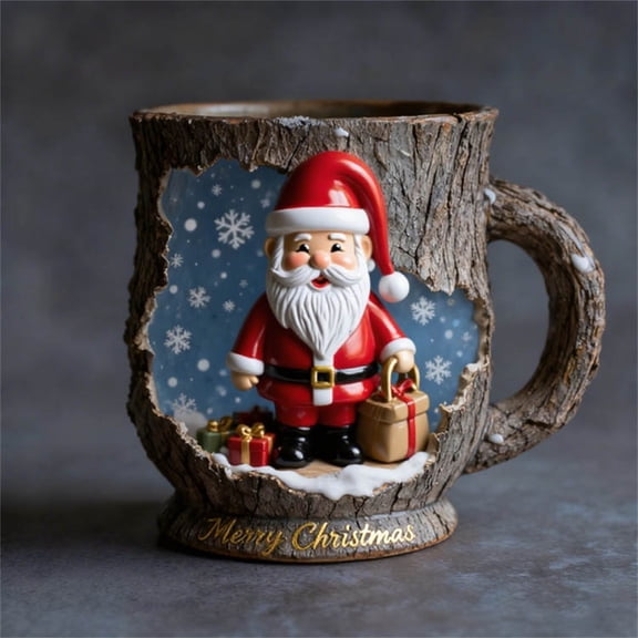 FHBVT Christmas Magical Forest Crackle Mug, Holiday Ceramic Coffee Cup with Unique Crackled Finish, Microwave & Dishwasher Safe, Perfect for Hot Cocoa, Tea & Christmas Party Decor or Gifting