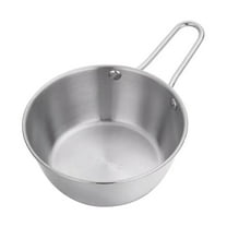 FHBVT Cooking Snack Seasoning Bowl with Handle, Stainless Steel Hot Cold Rice Wine Serving Bowl, Matte Textured Dinner Table Dish for Pasta Side Dishes Steaks Home Restaurant Kitchen Use