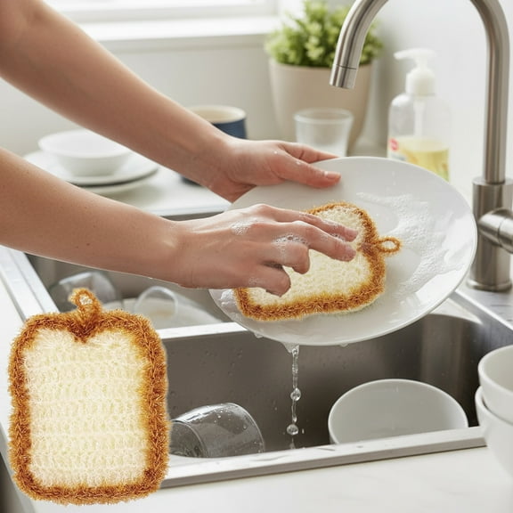 FHBVT Crochet Kitchen Scrubbies Reusable Double-Layered Non-Scratch Dish Sponges, Efficient Oil and Dirt Removal for Pots Pans Dishes, Fast Drying Eco-Friendly Cleaning for Home Household Use