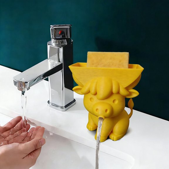 FHBVT Cute Cow Shape Kitchen Sink Sponge Stand Fast Drainage Anti-Odor Moisture-Proof Keeps Sponge Dry Sturdy Anti-Slip Countertop Organizer Decorative Multiple Colors Kitchen Accessories