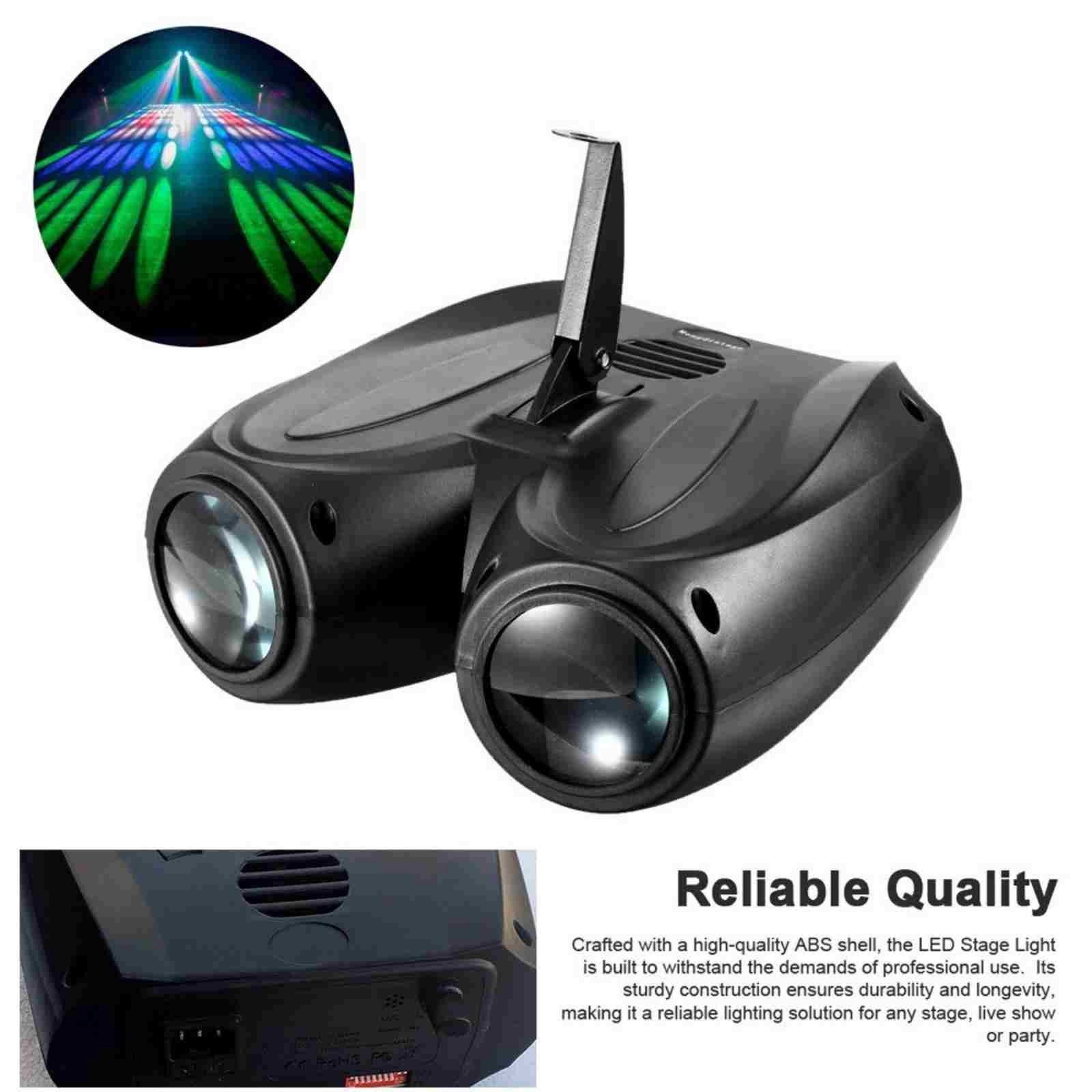 FHBVT Double-Head LED Stage Light 128 RGBW LED Beads RGBW Full Color Pattern Effect Sound Activated Self-Propelled Mode Projection ABS Housing for Party Live Show KTV Bar Stage Lighting Projector