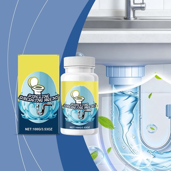 FHBVT Drains Unclogger Powder 100g Pipe Cleaner Enzymatic Dissolution Fast Acting Formula Pipe Safe for Kitchen Bathroom Sink Shower Drains Hair Grease Clog Removal Opener Cleaner Maintenance