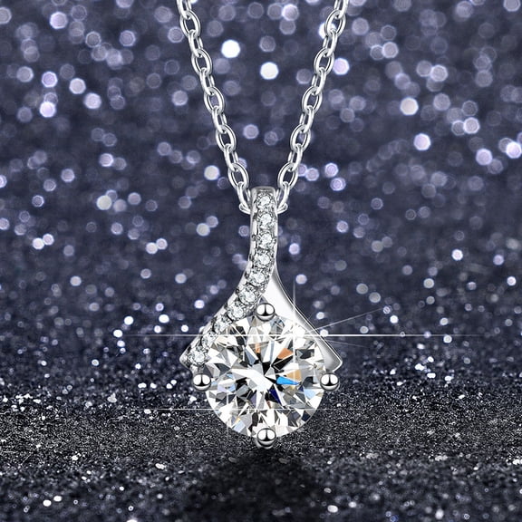 FHBVT Elegant Silver Pendant Necklace for Women Adjustable Clasp Chain Glossy Luxury Sparkle Tarnish Resistant Jewelry for Wedding Party Brides Bridesmaids Evening Events Anniversary Birthday Gift