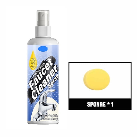 FHBVT Faucet Cleaner Spray 60ml Limescale Rust Hard Water Stain Remover for Stainless Steel Sinks Chrome Fixtures Bathtubs Shine Polish Bathroom Kitchen Long Lasting Protection Cleaning Solution