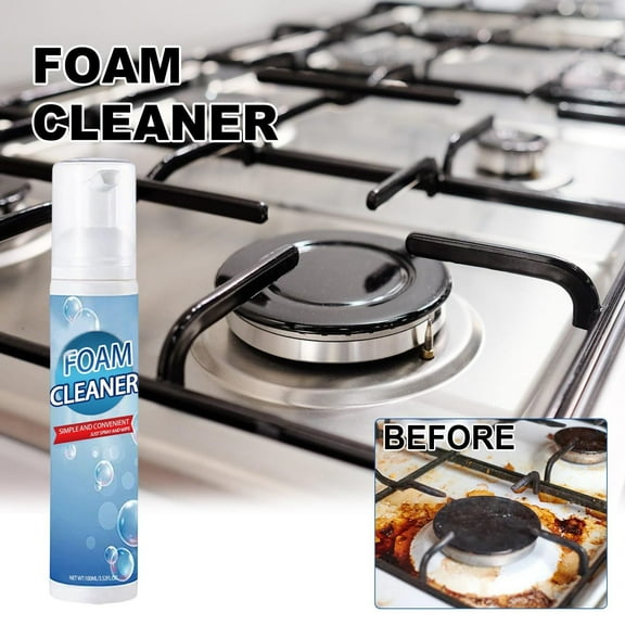 FHBVT Foam Kitchen Cleaner, 100ML Oil Stain Remover for Stoves, Cookware & Range Hoods, Fast Cleaning Foam for Stubborn Grease, Environmentally Friendly & Safe for Kitchen Surfaces