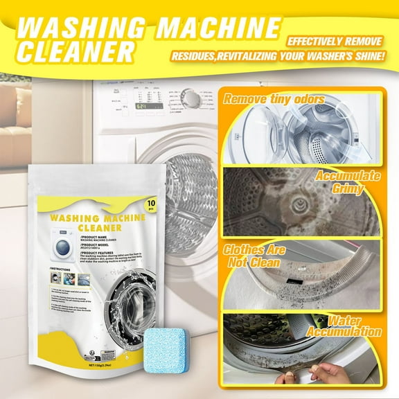 FHBVT Foaming Washing Machine Cleaning Tablets 10pcs, Drum Type Stain Removal Disinfecting and Sterilizing Cleaner, Deep Clean Washing Machines for Home Laundry Daily Maintenance Use