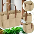 thumbnail image 1 of FHBVT Foldable Multifunctional Storage Bag Canvas Leather Blend Adjustable Compartments Diaper Caddy with 8 Outer Pockets Portable Lightweight for Home Baby Care Travel Car Nursery Storage Organizer, 1 of 5