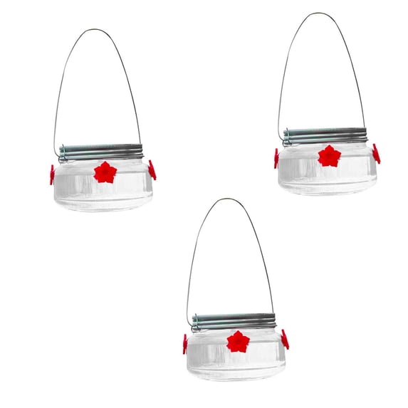 FHBVT Four Flowers Mason Jar Hummingbird Feeder 500ml Clear Reservoir Design Visible Feeding Process Lightweight Portable Easy Clean Hang for Patio Garden Yard Outdoor Bird Feeding Station Decor Gift