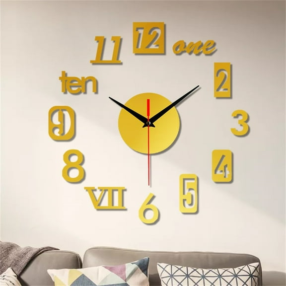 FHBVT Frameless DIY Wall Clock Mirror Sticker,Mute 12-Hour Display Self-Adhesive Easy Install,Multifunctional Decor for Home Office Coffee Shop Living Room Desk Wall Art Gift