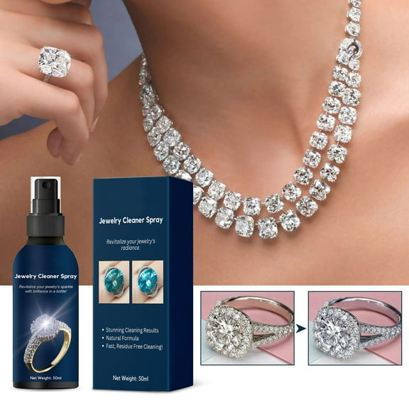 FHBVT Gentle Jewelry Cleaner Solution for Gold Diamonds Rings Pearls CZ Stones Safe Non-Toxic Travel Size with Dip Brush Removes Stains Restores Shine for Engagement Wedding Fashion Jewelry Gifts