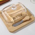 thumbnail image 1 of FHBVT Glass Box Cake Dessert Storage Box Cheese Butter Display Tray Wooden Base Elegant Serving Container Home Kitchen Tabletop Party Buffet Holiday Storage Essential Multipurpose Tray, 1 of 6