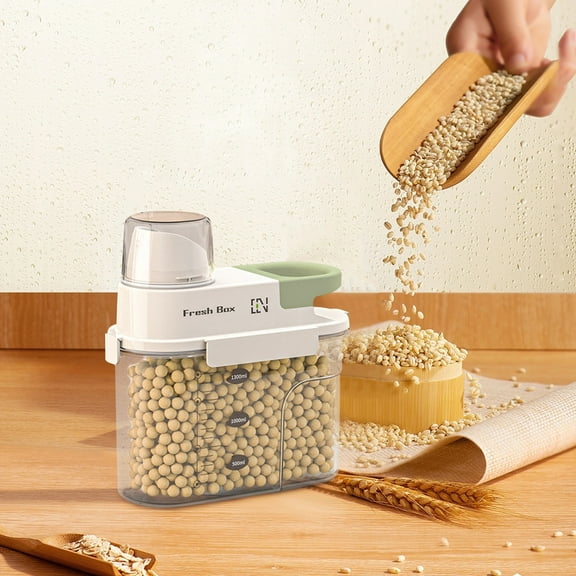 FHBVT Grain Storage Container, Double Sealed Food Storage Box with Funnel Spout for Maximum Freshness, Transparent and Portable Design for Efficient Home Kitchen Pantry Organization Grain Dispensing
