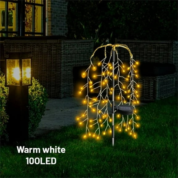 FHBVT Ground Mounted Solar Firecracker Light 100 LED Garden Decorative Light Auto On Off Dusk to Dawn IP Waterproof Stake Design for Walkway Sidewalk Yard Patio Courtyard Outdoor Landscape Lighting