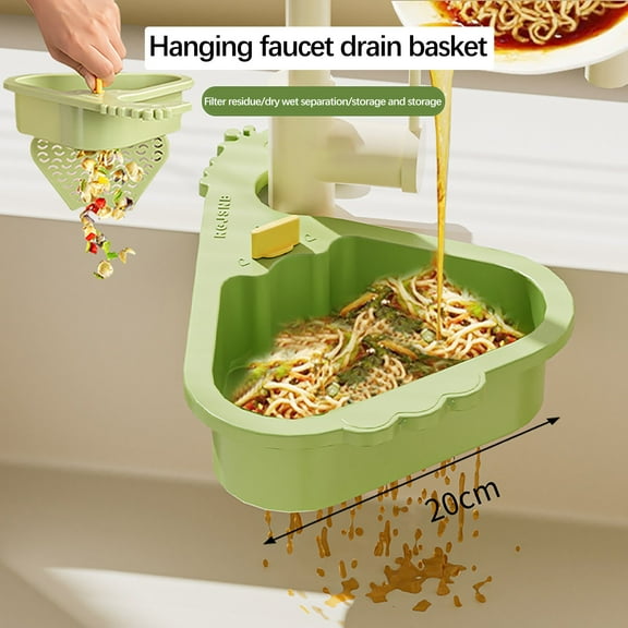 FHBVT Hanging Sink Strainer Basket&Food Draining Storage Basket Space-Saving Rust-Proof Polypropylene Kitchen Fruit Vegetable Washing Draining Food Scrap Separating Compact Organizer
