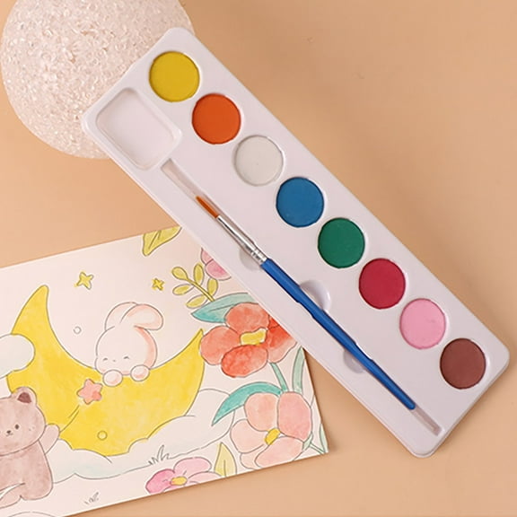 FHBVT Heart-Shaped Watercolor Paint Set 8-Color Solid Pigment Waterproof Brush Compact Art Kit DIY Crafts Studio Outdoor Painting Halloween Christmas Gift for Artists Beginners Holiday Craft Supplies