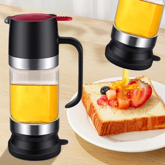 High Borosilicate Glass Honey Bottle Dispenser No Drip Press Action Mechanism 300ml Capacity Syrup Sauce Storage Jar Easy Clean Kitchen Countertop Organizer Home Dining Accessory