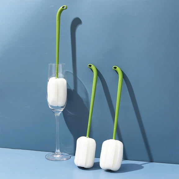 FHBVT Hot Selling Cup Washing Brush Long Handle Household Bottle Cleaning Sponge Brush Multi-Angle Multi-Purpose Durable Kitchen Tool Efficient Stain Removal Easy Storage Convenient Green 28x6x6cm