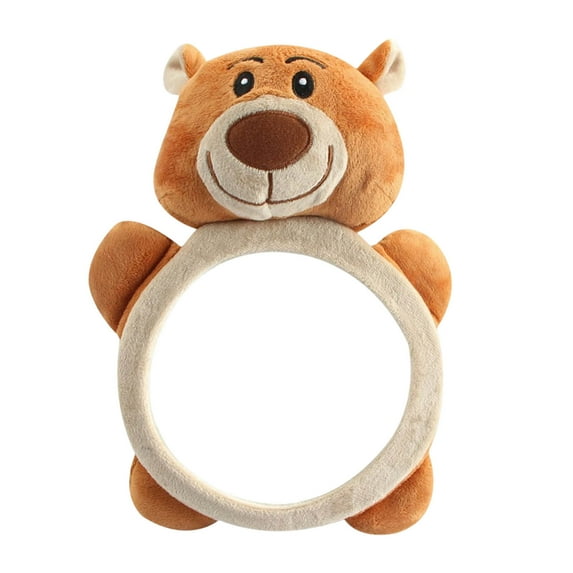 FHBVT Infant Stroller Rearview Mirror Plush Bear Toy Baby Monitor Accessory Sensory Stimulation Toy For Infant Beds Child Seats Car Rides Interactive Entertainment Baby Travel Essential Home Use