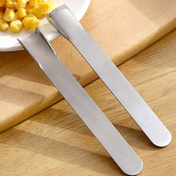 FHBVT Kitchen Corn Peeling Planer Manual Stainless Steel Thresher Serrated Curved Blade Ergonomic Non-Slip Grip Quick Dual Row Peeling Easy Clean for Home Kitchen Fresh Corn Prep Cooking Tool Decor