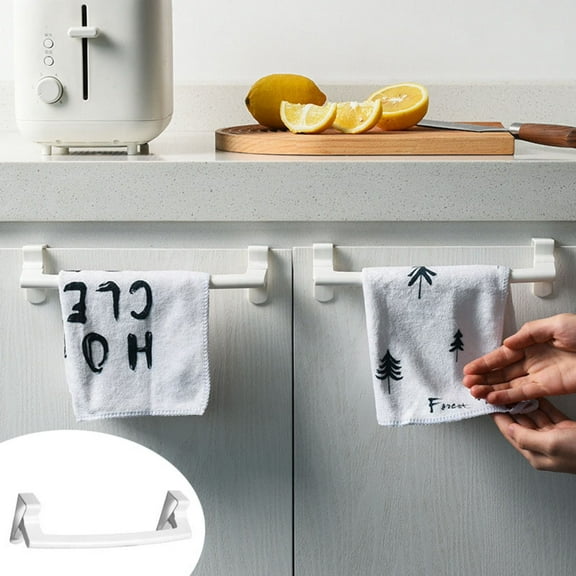 FHBVT Kitchen Non-Perforated Storage Rack, Cabinet Door Hook Dishcloth Towel Rack for Bathroom, Laundry Room & Kitchen, Easy Installation Hanging Organizer for Small Spaces