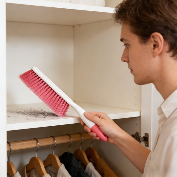 FHBVT Large Bed Dust Brush Soft Bristle Carpet Cleaning Brush Pet Hair Dust Removal Non-Damaging Fabric Ergonomic Long Handle for Bedding Mattresses Sofas Curtains Carpets Household Cleaning