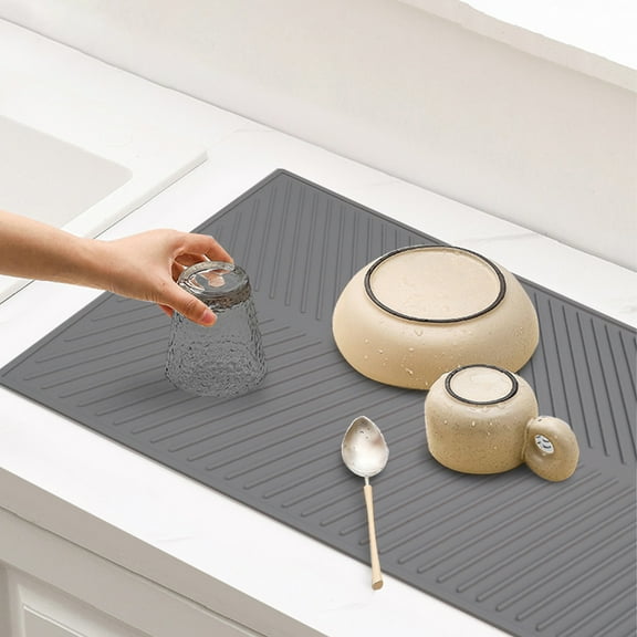 FHBVT Large Silicone Kitchen Sink Drainage Pad 15.35x9.84in Non-Slip Waterproof Pad for Dish Drying Mat Cabinet Insert Hot Pot Rack Flexible and Easy to Clean Quick Drying for Kitchen Counter Use