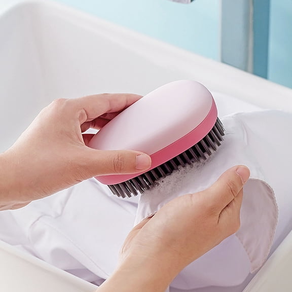 FHBVT Laundry Brush Soft Bristle Household Cleaning Brush Removes Stubborn Stains From Clothes Fabric Shoes Carpet Strong Decontamination Comfortable Grip for Bathroom Kitchen Laundry Room Cleaning