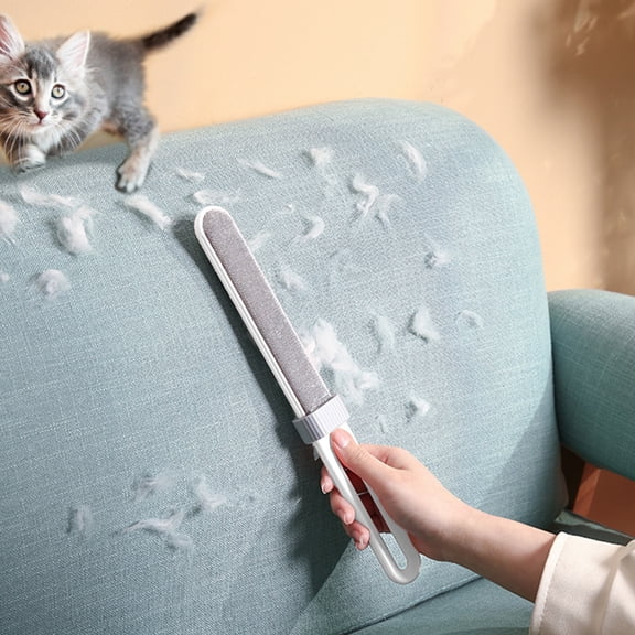 FHBVT Lint Remover Pet Hair Brush Long Handle Built In Hair Scraper Fabric Safe Non Snag Two Way Bristle Design For Sofa Carpet Sweater Curtain Dog Cat Pet Grooming Home Laundry Accessory